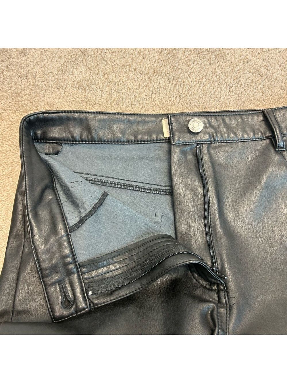 Aritzia Wilfred Adrienne Faux Leather Pleather Vegan Skinny Pant Black Sz 6 - Picture 5 of 14